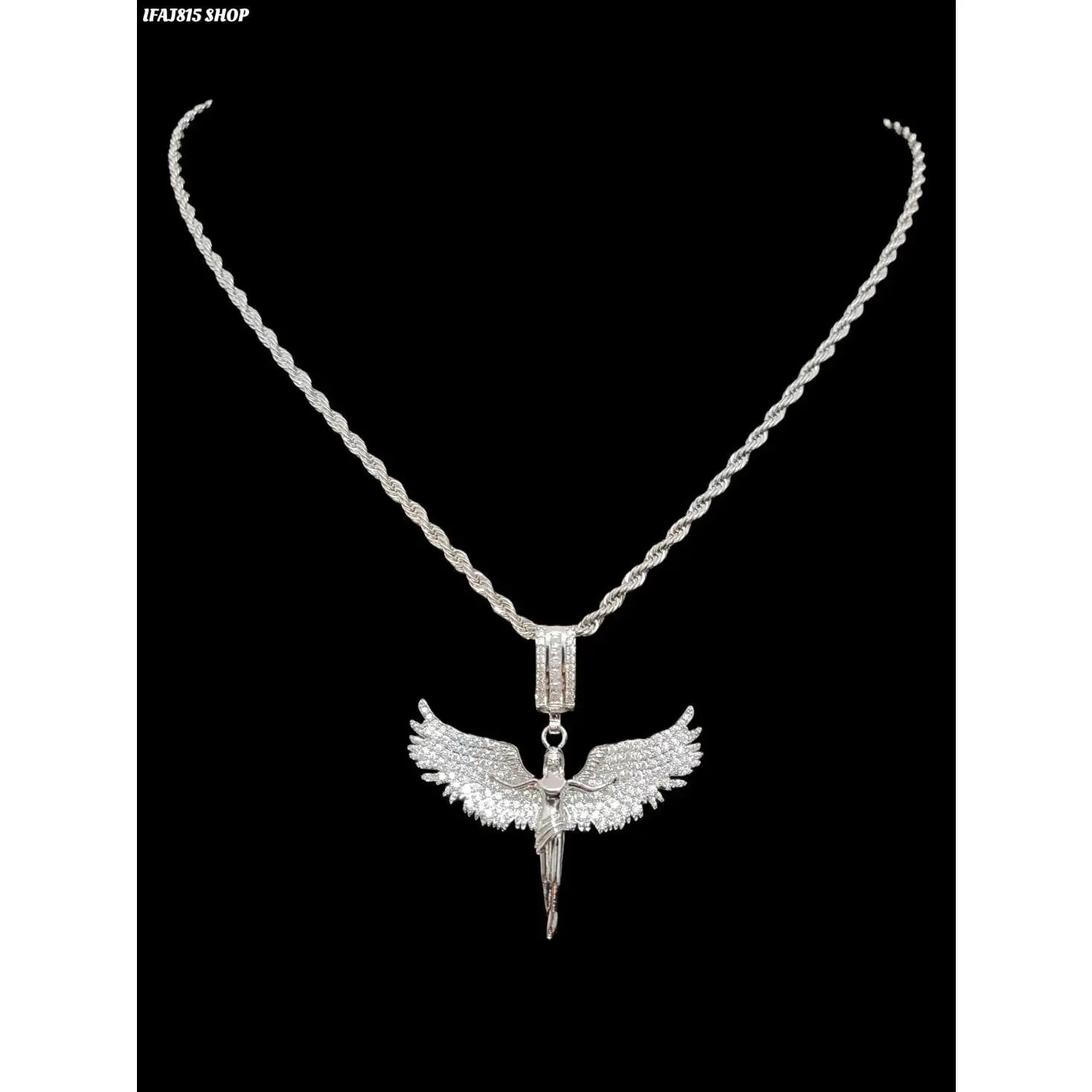 Zircon Angel Pendant Necklace with Stainless Steel Chain, Vintage Gothic Celestial Cross Style Jewelry for Men Women, Sparkling Guardian Angel Charm Necklace, Trendy Punk Y2K Fashion Accessory for Daily Wear Party Gift