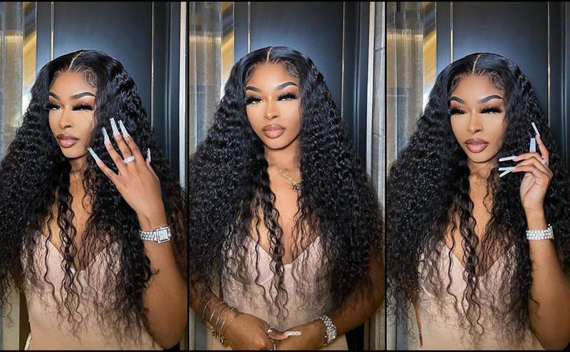 Tuneful Water Wave 13x6 HD Transparent Lace Front Wigs Human Hair 180 Density Wavy Human Hair Wigs for Women Curly Wave Hair Pre Plucked with Baby Hair