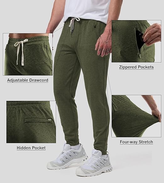 Fioboc Velou Zipper Pocket Jogger, Fleece Sweatpants with Elastic Waist, Moisture-Wicking, Breathable Athletic Tapered Pants for Workout & Running Fitness