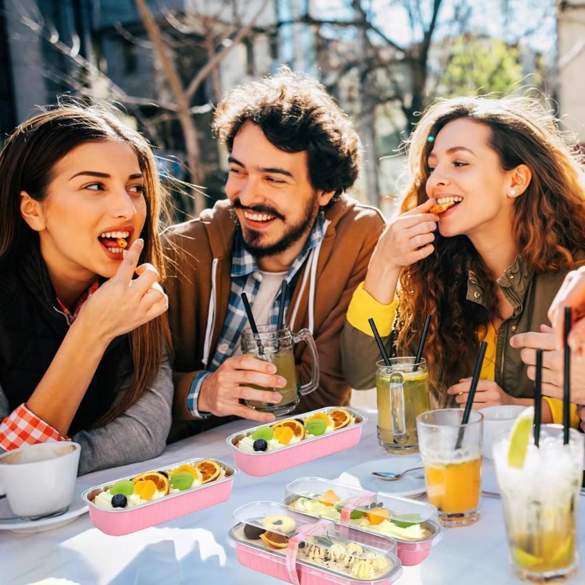 100/50-Pack Disposable Mini Loaf Pans with Lids  Aluminum Foil Rectangular Bakeware - Perfect for Desserts, Meal Prep & Takeout!