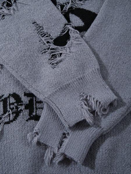 Men's & Women's Street Gothic Letter Print Sweater, Casual Loose-Fit Knitted Pullover, Round Neck Long Sleeve Drop Shoulder Top, Knitwear