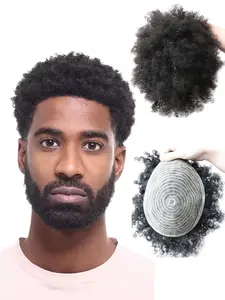 Men's African Curly Human Hair Wig, Full Coverage with Breathable Lace Base, Soft Natural Curls, Comfortable Secure Fit, Realistic Look for Daily Wear, Cosplay, Parties & Festivals, Versatile Styling Options, Ideal Christmas Gift