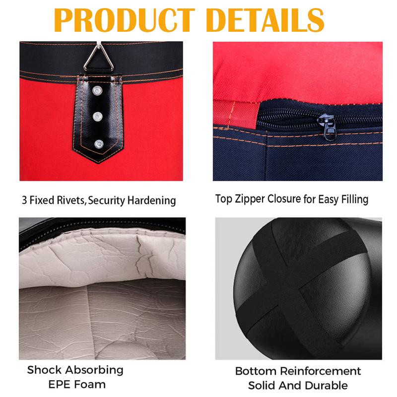 24'' Punching Bag for Adults,Men,Women,Kids, Hanging Punching Bag with Boxing Gloves, Chains, Wristband, Heavy Boxing Bag for Training, Karate, Kickboxing, Muay Thai -Unfilled (Red)