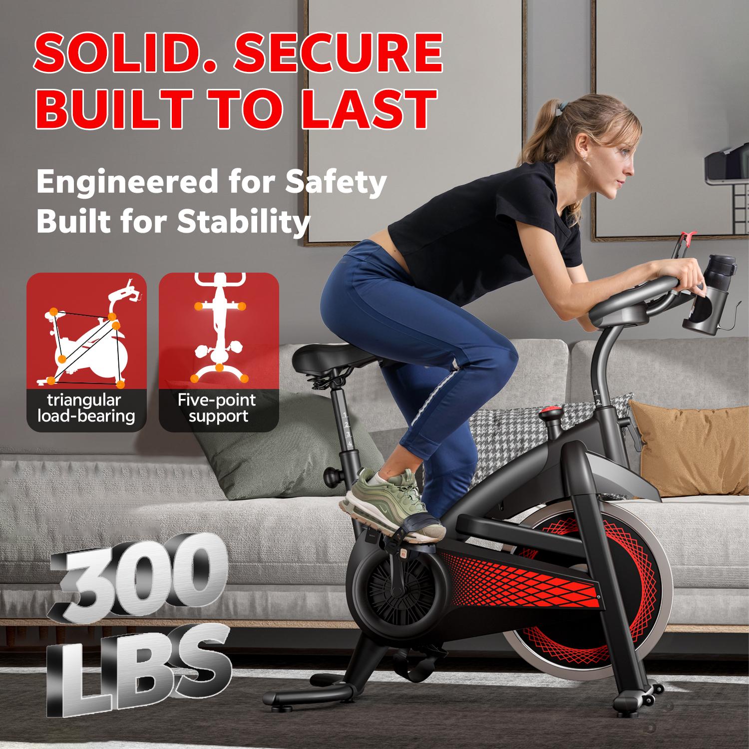 [New arrived] Exercise Bike 18LBS Flywheel ,Spinning bike 300 LBS Maximum load capacity;E bike Cycle Adjustable Brake Button; Adjustable Handlebar Height; Adjustable Seat Height.