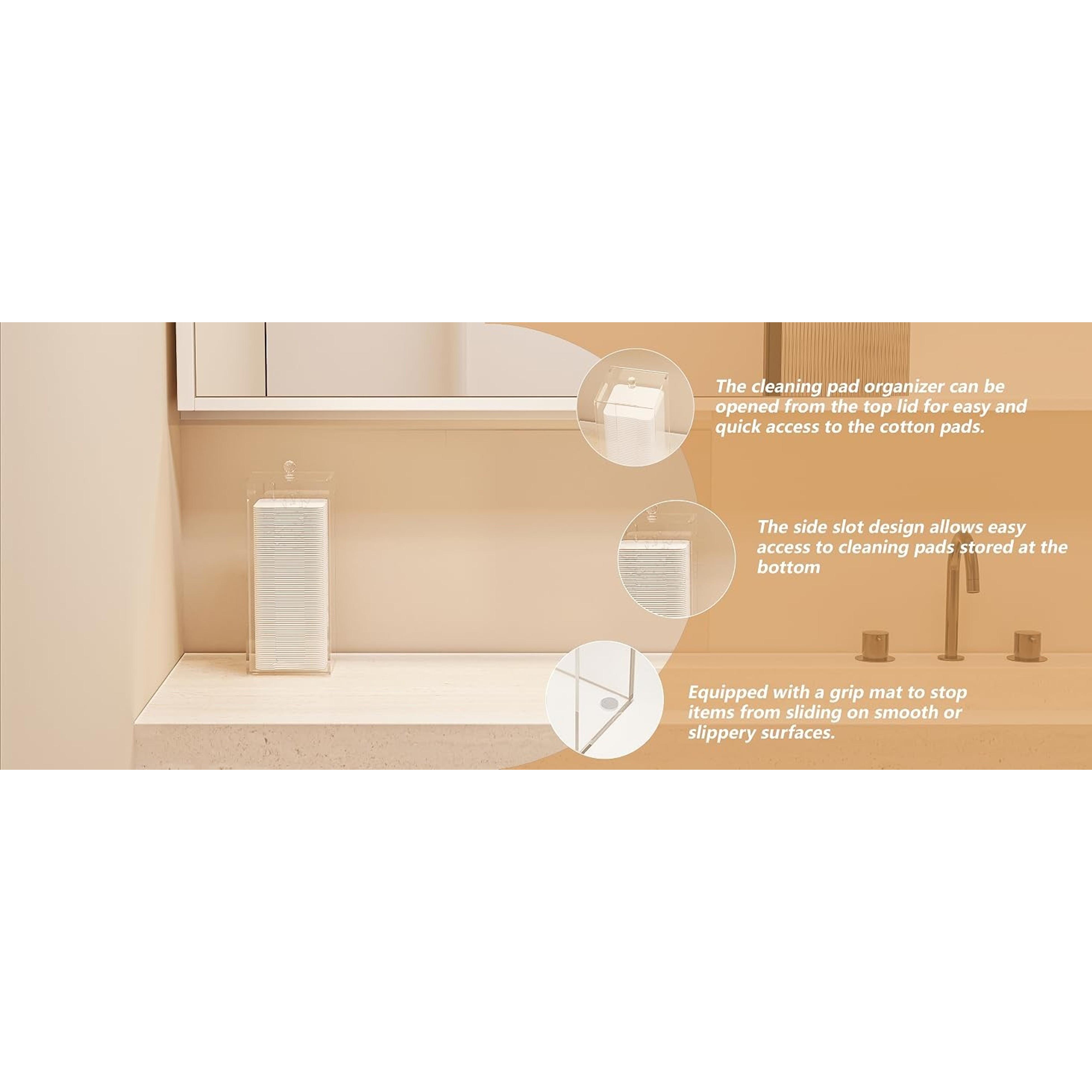 Acrylic Clean Pad Storage Box, Cotton Pad Dispenser, Square Rounds Cotton Pad Holder (Pad Not Included) - Vertical with Lid Acrylic Clean Pad Storage Box, Cotton Pad Dispenser, Square Rounds Cotton Pad Holder (Pad Not Included) - Vertical with Lid