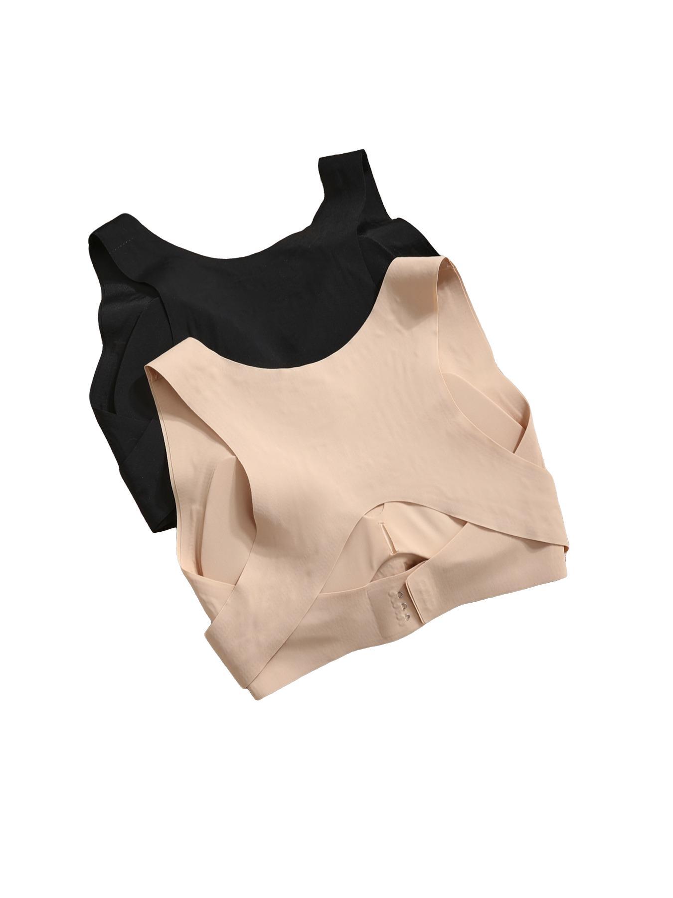 Women's Wireless Posture-Correcting Bra, Adjustable Waist Support, Medium Support, Full Coverage, Casual Plain Design, All Seasons Wear