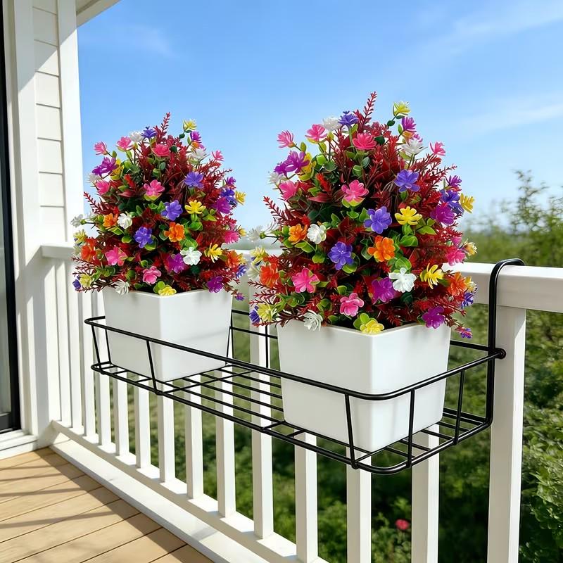 Summer Artificial Colorful Camellia Bouquet with Stake, Outdoor Festival Decor, Garden and Lawn Placement, Spring/summer, Outdoor Fake Flowers