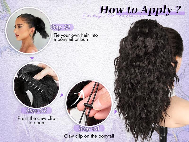 Isaic Hair 18 Inch Clip In Ponytail, Ponytail Extensions, Short Ponytail Women's Artificial Wig, Natural Fluffy Hair Volume for Daily Outing Wear