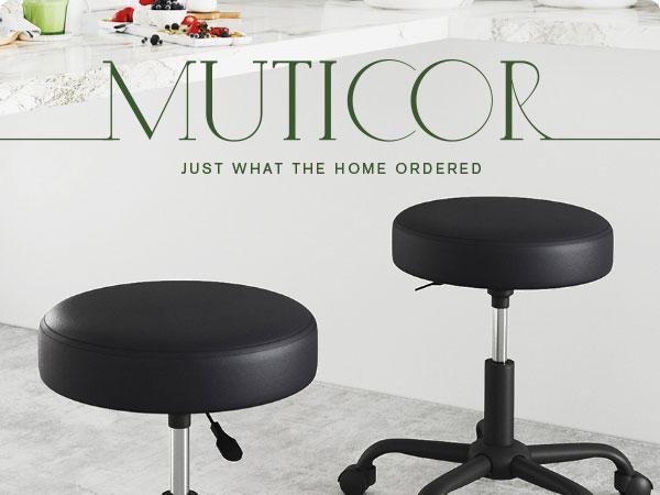 MUTICOR Rolling Stool Swivel Salon Shop Stool Chair Adjustable Drafting Stool Massage Spa Stool with PU Leather Cushioned in Black/Black and Silver/Grey#TikTokShopBlackFriday #ChristmasGifts