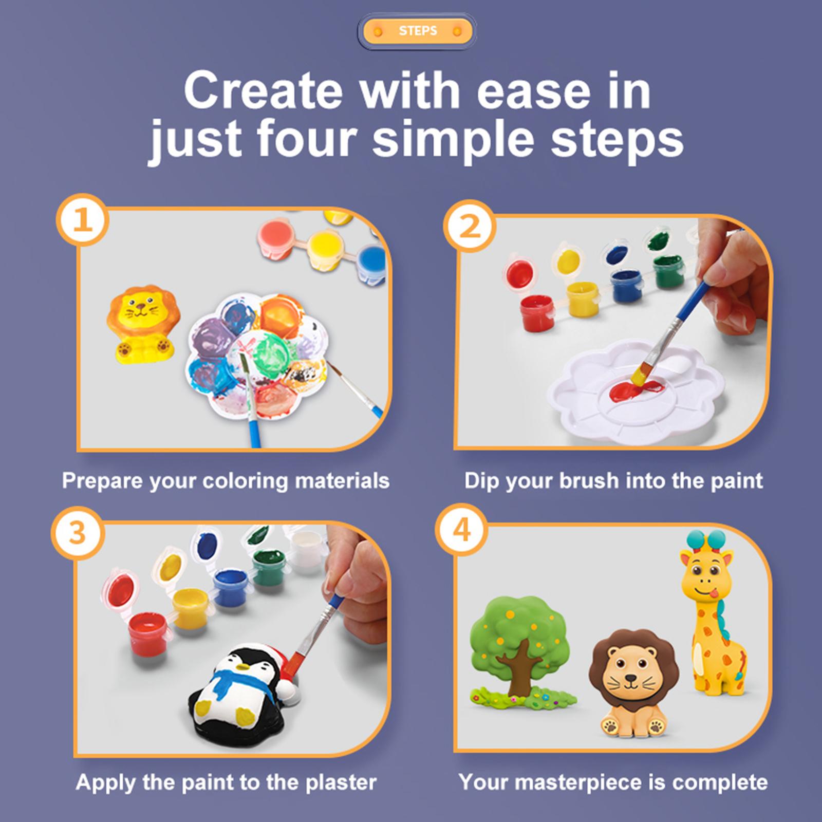 Kids Crafts Set, Ceramic Painting Kit, Paint Your Own DIY Ceramic Figurines, Painting Kit DIY Toys Kids, Birthday Gift Art Marker