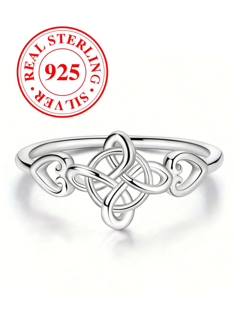 S925 sterling silver exquisite Celtic knot ring Elegant Casual Ring ladies fashion elegant unique design suitable for everyday party wear jewelry Valentine's Day gift（with box）