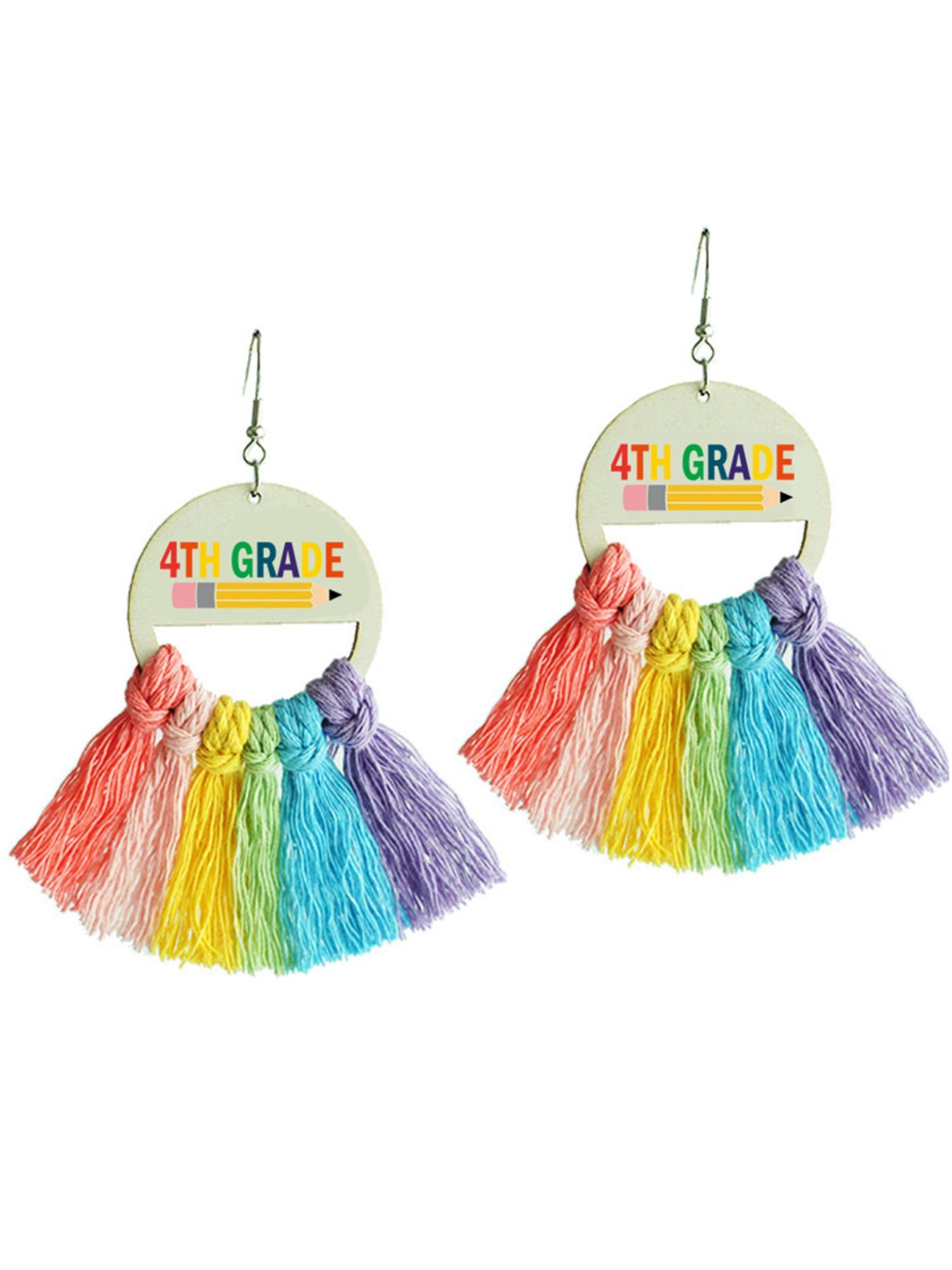 Colorful Braided Drop Earrings, Handmade Tassel Rainbow Jewelry, Perfect Gift for Teachers and Students, Elegant Back-To-School Accessories