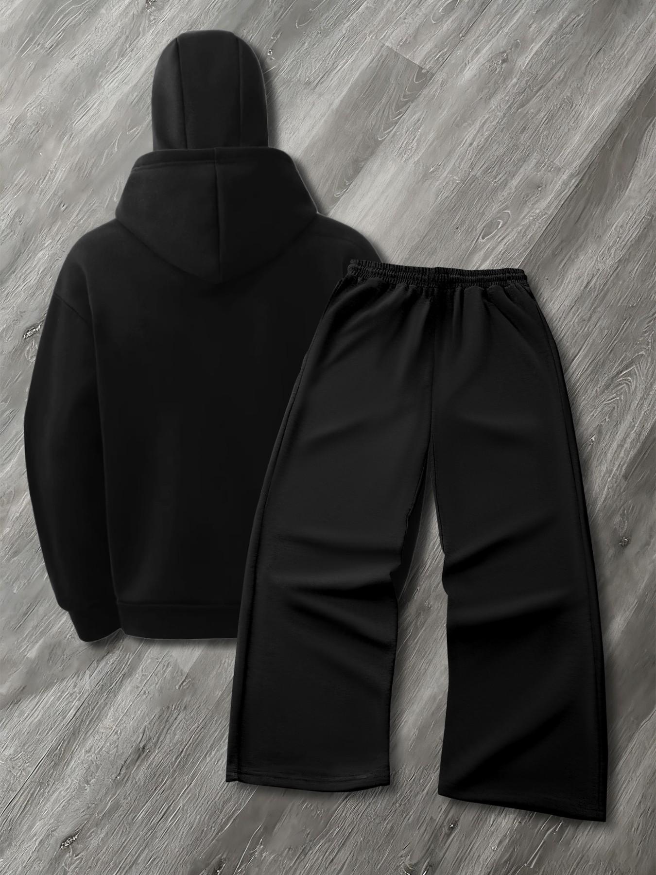 Unisex Black & White Gothic Thorn Tracksuit Set – Zip-Up Hoodie