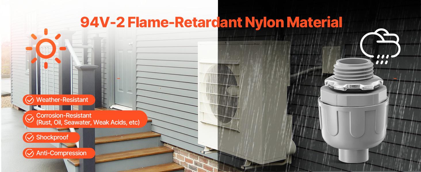 VEVOR 1/2 in 100 pcs Liquid Tight Connector Non-Metallic Conduit Fitting Connector