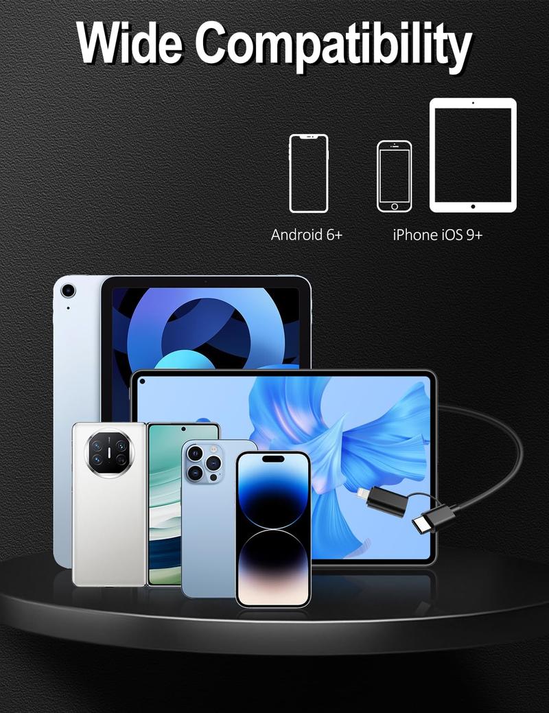 Endoscope Camera with Light, 1920P HD Borescope with 8 Adjustable LED Lights, Borescope with 16.4ft Semi-Rigid Snake Camera with Light, 7.9mm IP67 Waterproof Inspection Endoscope for iOS and Android