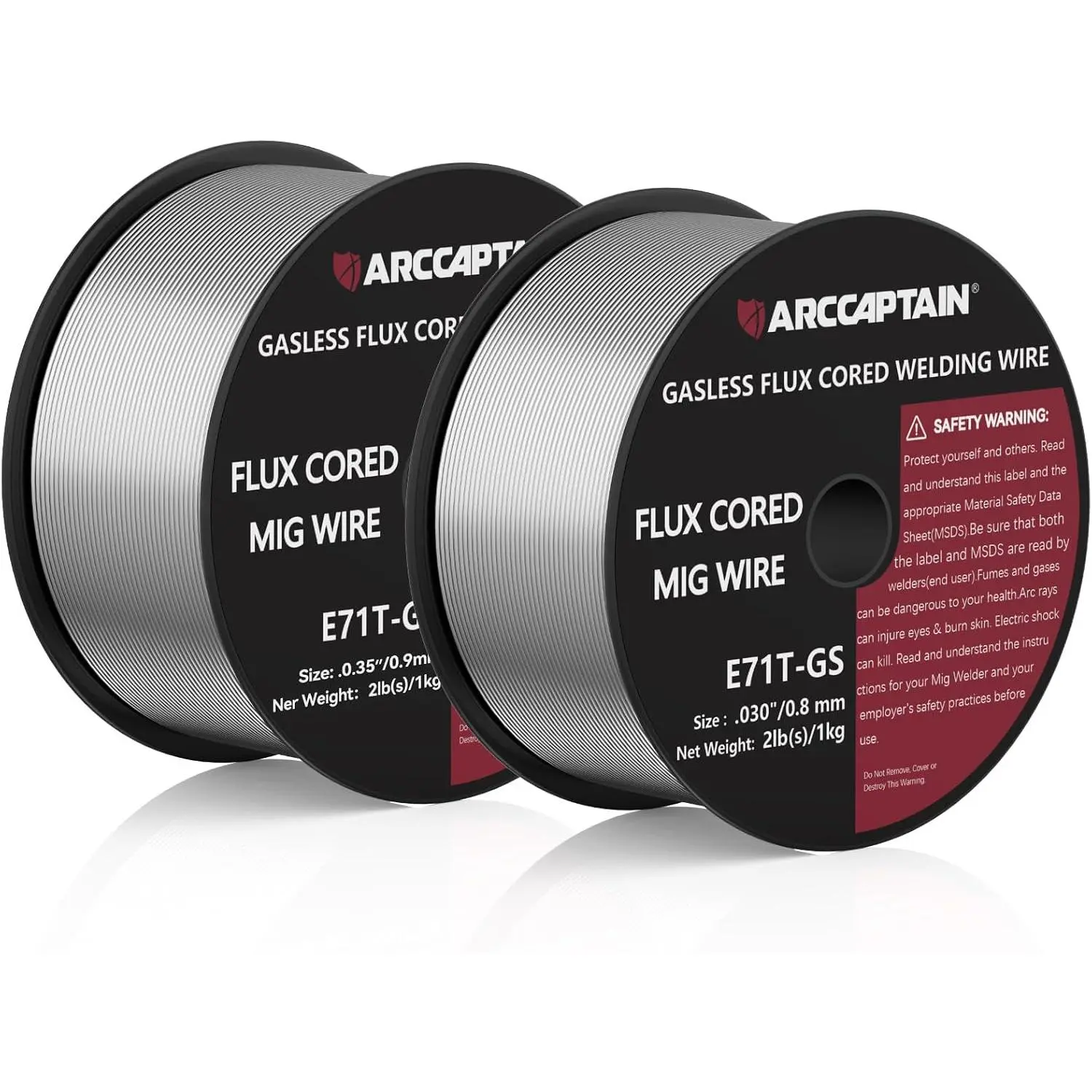 Flux Core Wire .030" & .035" E71T-GS Mig Wire 2-Pound Spool Gasless Mild Carbon Compatible With Harbor Welder