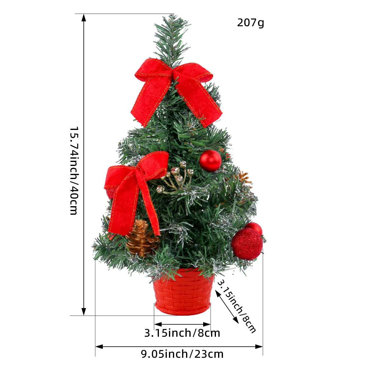 Festive Christmas Desktop Decoration Set, Simulated Christmas Tree Potted Bonsai, New Mini Christmas Tree Potted Ornament, Party Arrangement Ornament with Lantern Accessory for Home Office