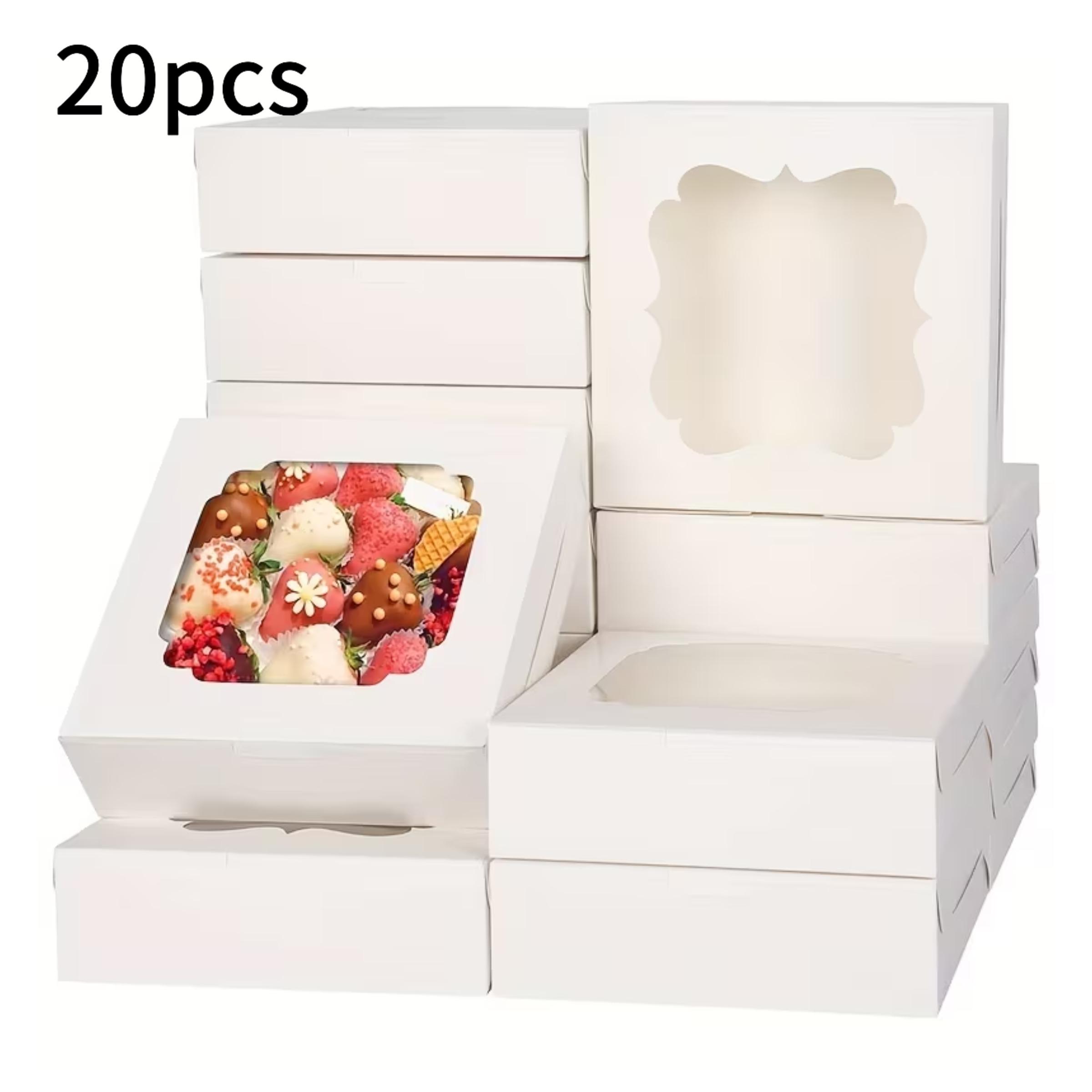 Mini Foldable Paper Boxes Set of 20, Durable Food Packaging for Cookies Donuts Macarons, Anti-Drop with Observation Window