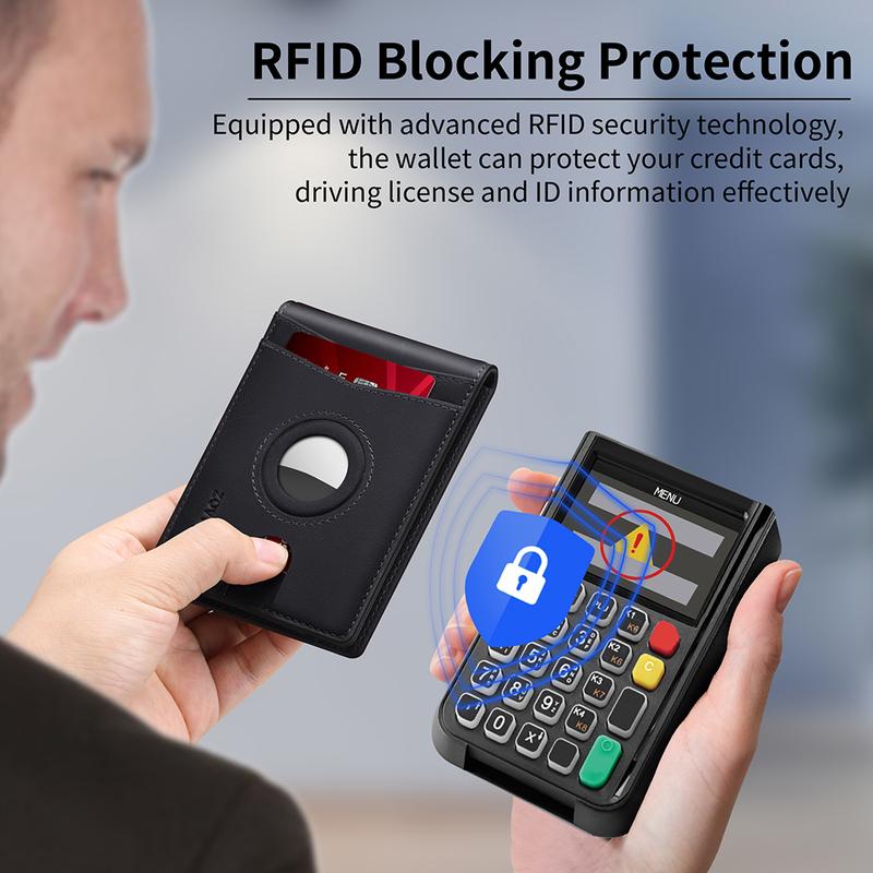 ZOVYRON Airtag Wallet for Men, Smart Wallet Leather Wallet Credit Card Holder with Airtag Holder