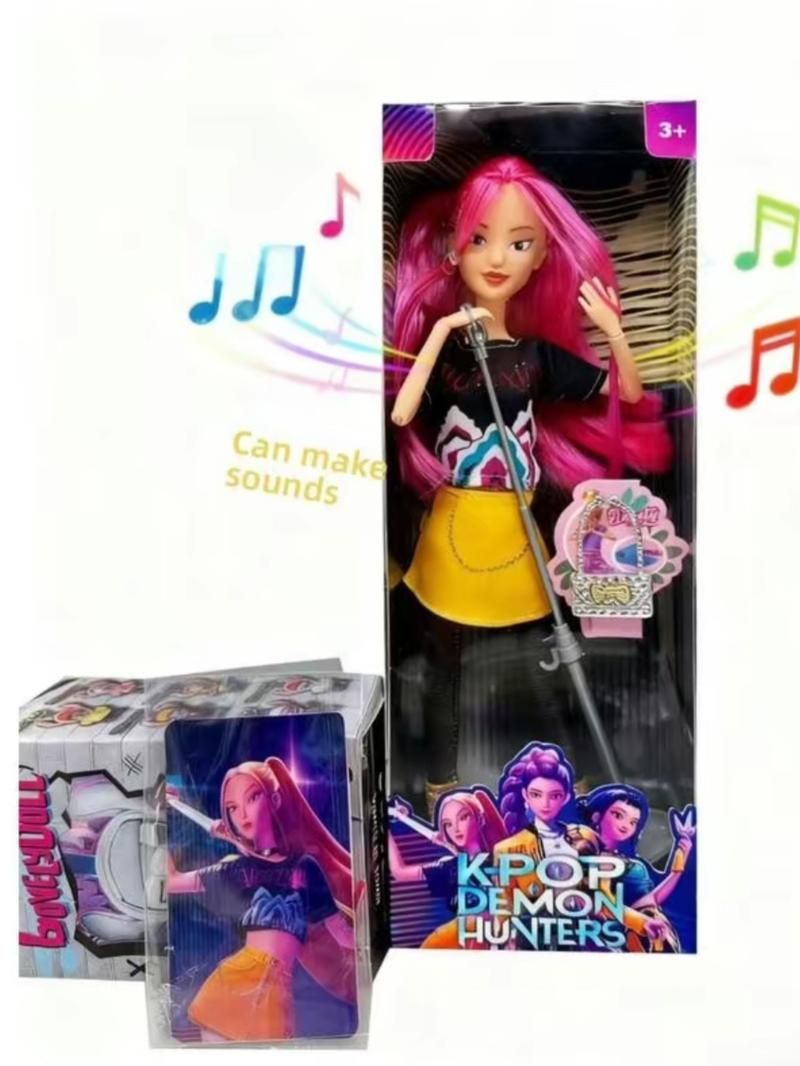 Kpop Demon Hunter Rumi Mira Zoey Doll, 11.5 Inch Jointed Moveable Figure, LED Light & Music Collection Desk Decor Gift