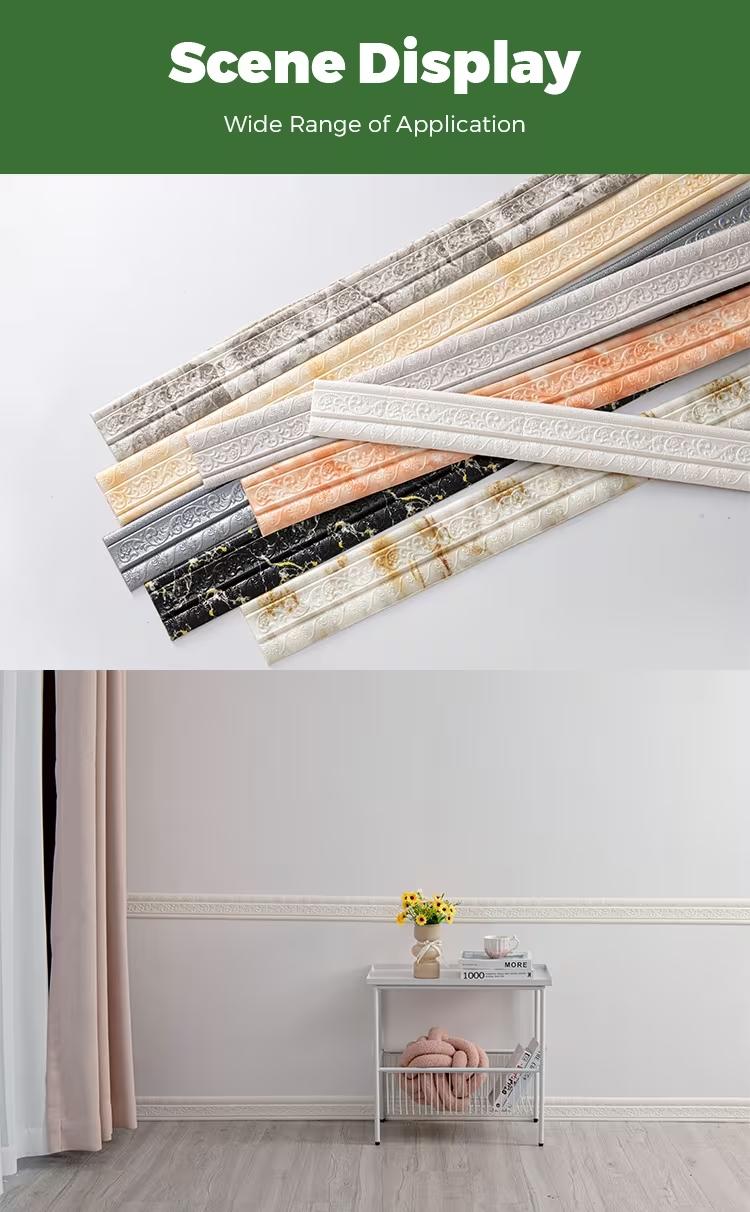 362.2 Inch (90.55 Inch X 4 Rolls) 3D Self-Adhesive Waterproof Wall Stickers - Foldable, Multiple Colors Availabel and Stick, Foam Decorative Strips, Wallpaper Borders, Foam Baseboards, Wall Stickers, Suitable for Home Decoration