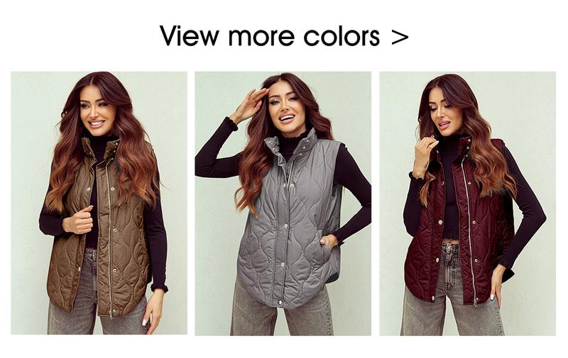 EVALESS Women's Casual Puffer Vest Oversize Lightweight Quilted Jacket Button Zip Up Stand Collar Sleeveless Jacket Coat Outerwear 2025 Fashion Womenswear Fall Winter Outfits
