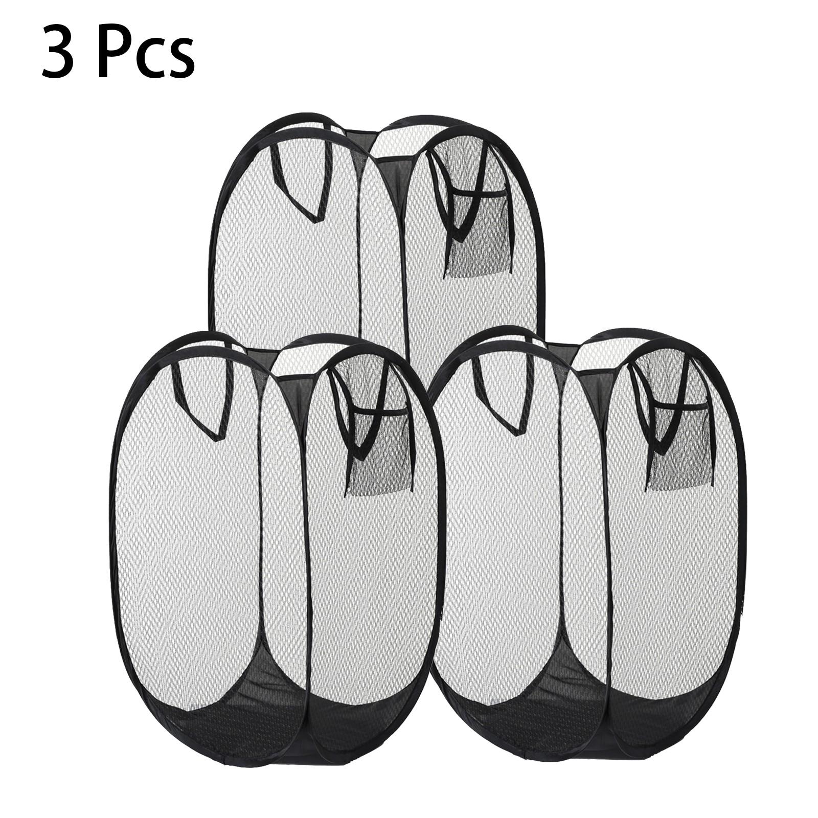 3-Piece Foldable Laundry Basket Set, Pop-Up Mesh Dirty Clothes Bin, Large Capacity Storage Tray, Ideal for Home Use, Perfect for Renters and Young Families