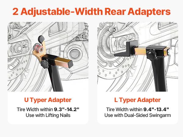 VEVOR Motorcycle Stand Lift, 850lbs Front Rear Combo Stand Lift Stand, Front and Rear Wheel Fork Stand, U+L Fork Swingarm Spool, Compatible with Most Yamaha Honda Kawasaki Suzuki Motorcycles, Black