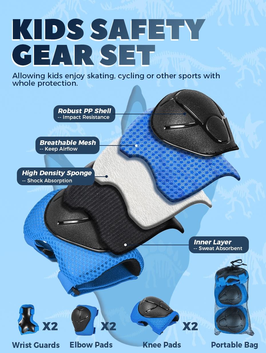 VICTGOAL Kids Bicycle Helmet with Knee Elbow Pads Set, Protective Gear, Child Sports Safety Guard for Boys Girls Balance Bike & Roller Skating, Perfect for Christmas Halloween & Birthday Gifts