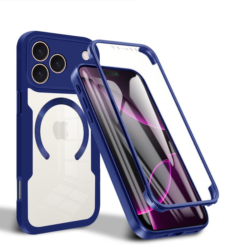 Screen Full Coverage Silicone Case, Ultra-Thin Transparent Magnetic Charging, Anti-Fingerprint Drop Proof Scratch Protection for iPhone