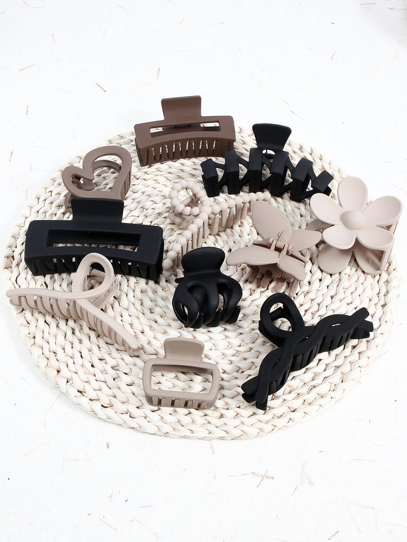 Women's Elegant Flower & Heart & Butterfly Design Hair Claws, 11pcs/set Trendy Mixed Style Non-slip Hair Claws, Casual All-match Hair Accessories for Women & Girls, Hairstyle Ideas, Flower Hair Clip