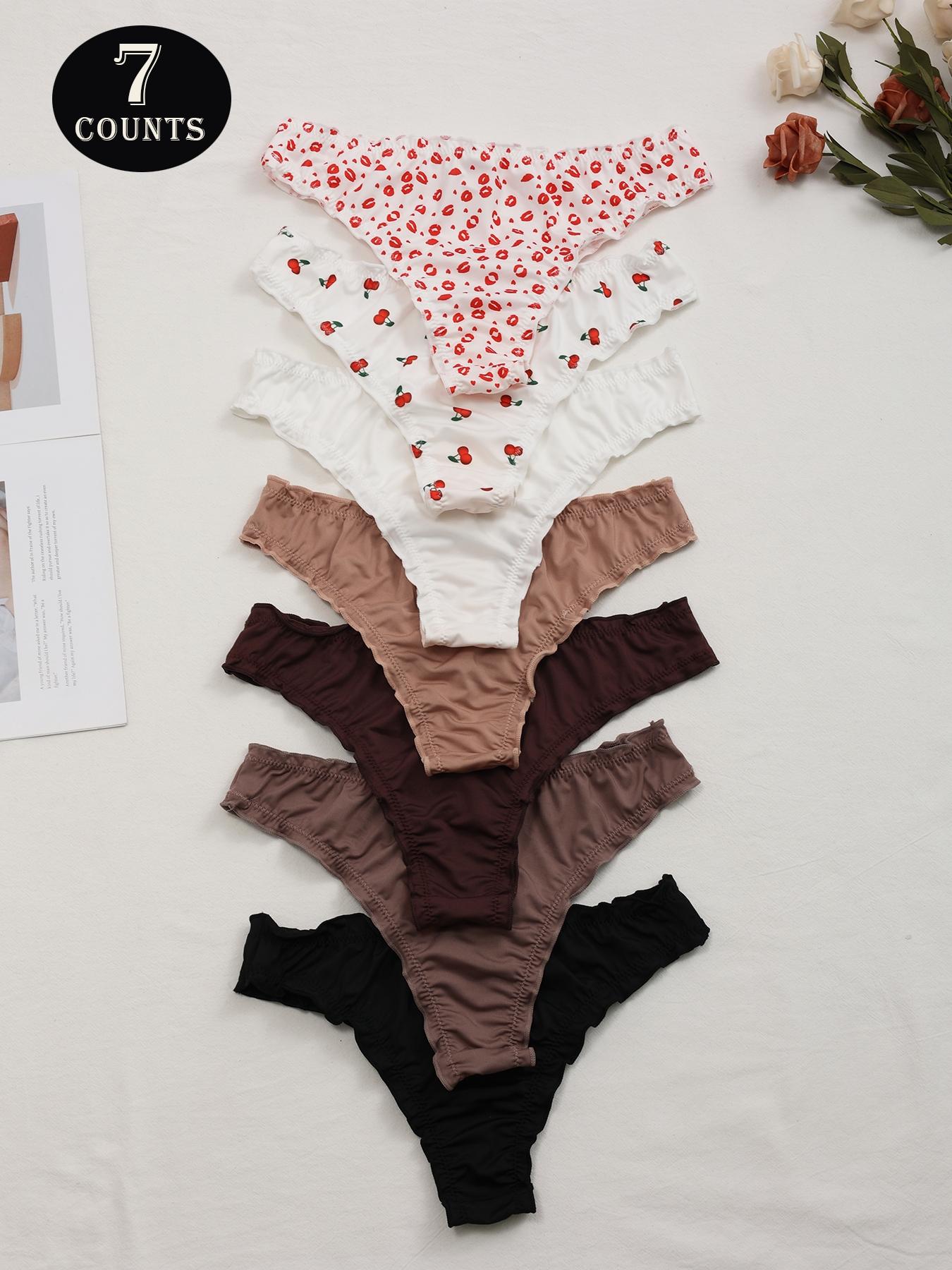 7PCS Bow, Milk Silk Women's Briefs