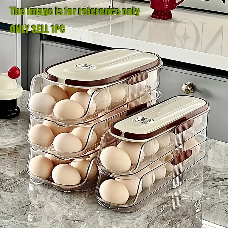 Egg Box Slider Roller Organizer, Drawer Style Egg Rack, Refrigerator Side Door Storage Box, Kitchen Egg Storage Container, Fridge Organization