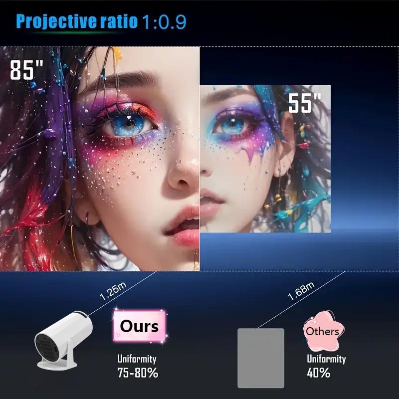 Holiday Haul Home Use Mini 4K Projector - 1080P Clear View, 5G/2.4G Dual-Band WiFi & Multi-Device Connection, Bedroom Wall Projection & Remote Screen Mirroring - Christmas Gift