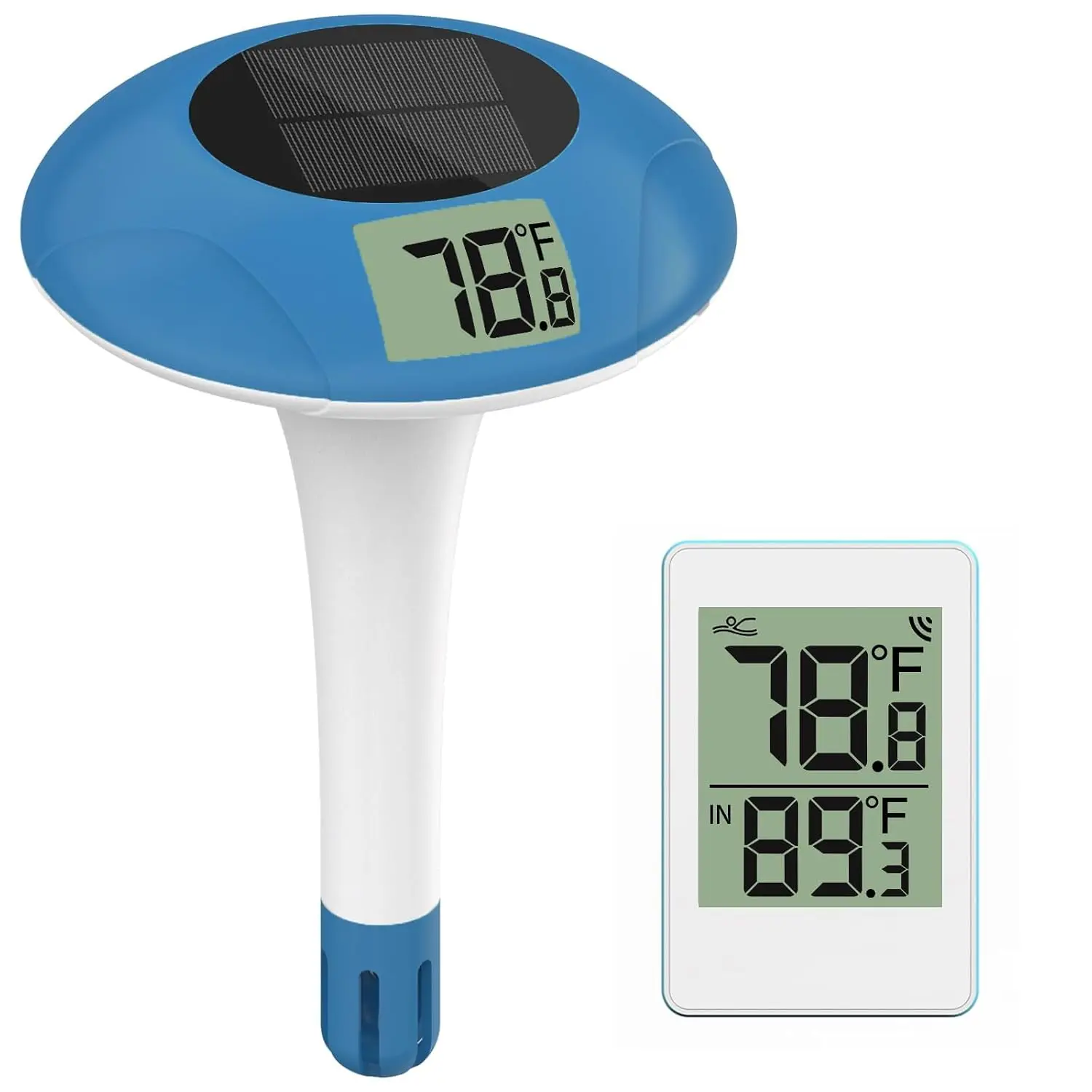 Wireless Pool Thermometer, Solar Powered Floating Digital Water Temperature Gauge, IPX8 Waterproof, 328 FT Long-Range Connection for Swimming Pool, Pond & Aquarium