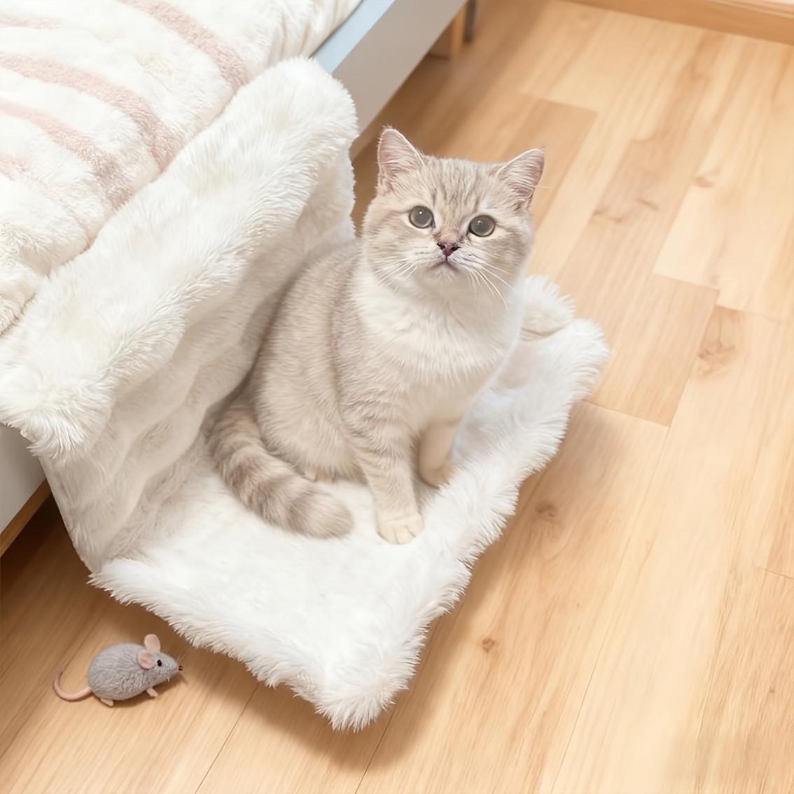 Plush Pet Bedside Hammock, Washable All-Season, Wall-Mounted, Fits Sofa/bed/window, Small Cat/dog Soft Pad, Portable & Easy Clean