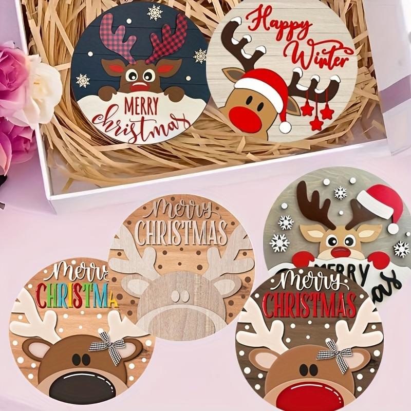 6-piece charming Christmas-style wooden coasters - round, heat-resistant and non-slip drink pads, suitable for home decoration and parties - perfect gift ideas and Christmas-themed home decor