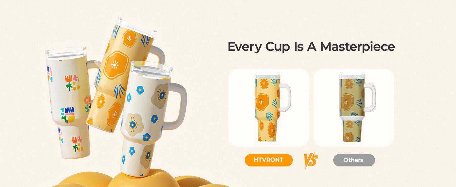 HTVRONT Auto Tumbler Heat Press - A200 Tumbler Heat Press Machine, Adjustable Pressure & Switchable Heat Plate Attachment, 4 Memory Modes for 15 OZ, 16 OZ, 20 OZ, 30 OZ 40 OZ Tumblers & Glasses, Blue, White