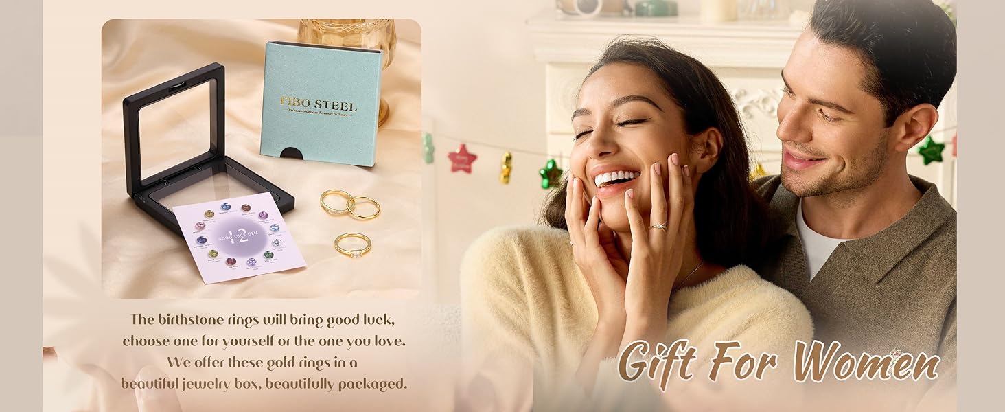 Gold Stackable Birthstone Rings for Women - Gold Filled Non Tarnish Dainty Gold Stacking Rings Set - Cubic Zirconia Thumb Knuckle Ring Wedding Engagement Ring for her Gifts Size 6 7 8 9 10 3pcs