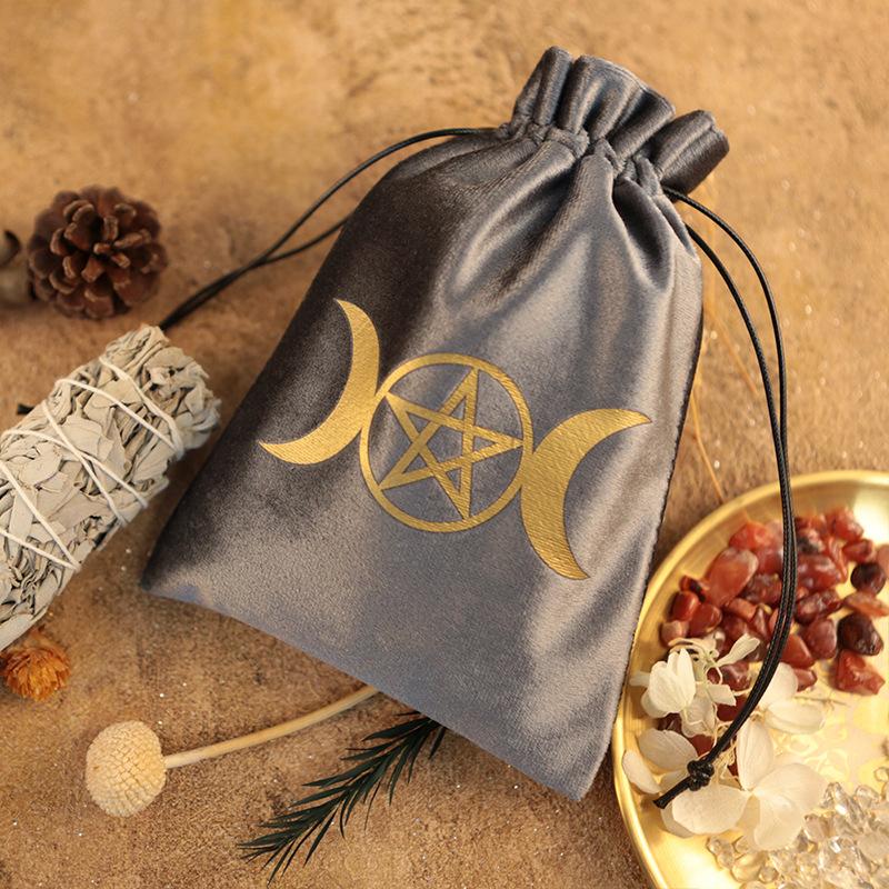Tarot Card Storage Bag with Drawstring Pouch, Multifunctional Storage, Multiple Patterns, Fits Oracle Cards, Crystals, Jewelry, Data Cables, Ideal for Gift, Holidays, Birthdays, Graduation