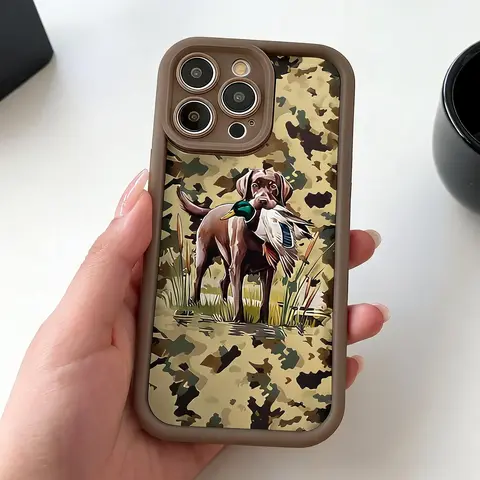 Camo Pattern Dog Pattern Phone Case, Full Body Shockproof TPU Cover, Phone Protective Cover, Shockproof protective covers, Compatible with iPhone 11 12 13 14 15 Pro Max