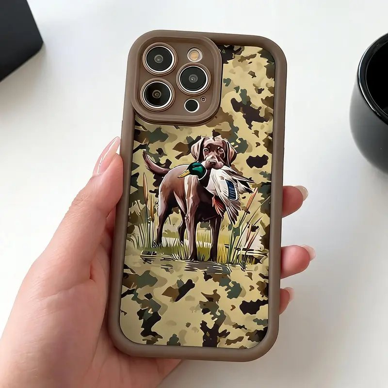Camo Pattern Dog Pattern Phone Case, Full Body Shockproof TPU Cover, Phone Protective Cover, Shockproof protective covers, Compatible with iPhone 11 12 13 14 15 Pro Max