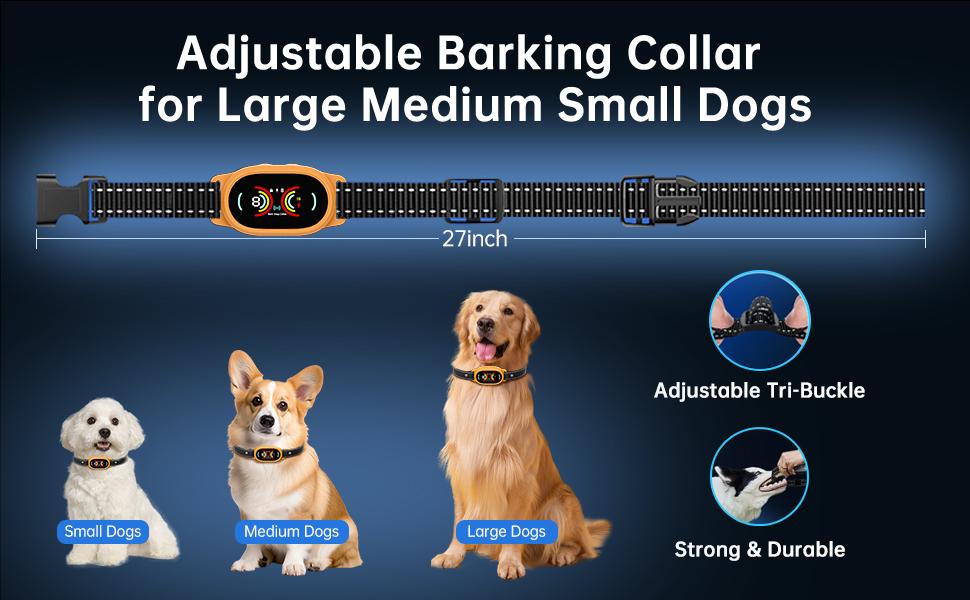 Anti Bark Collar for Dogs Smart No Harsh Shock Humane Training Collar with Beep Vibration, Rechargeable Automatic Dog Barking Control Device for Small Medium Dogs, Adjustable Sensitivity Levels