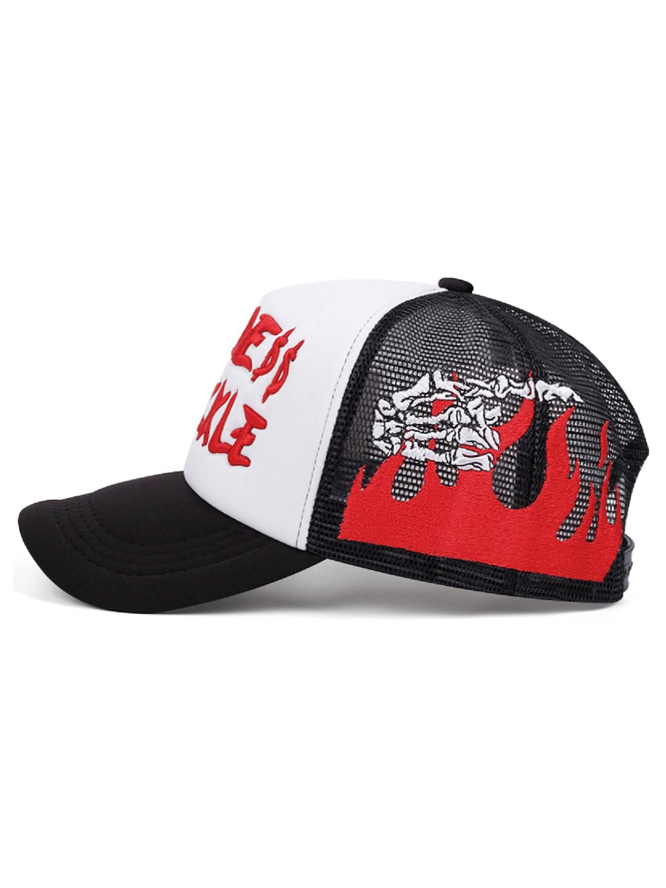 2026 New Personalized Creative Baseball Hat RUDE Hand Skull Embroidered Breathable Mesh Hat Street Fashion Hip Hop Skateboarding Hat Outdoor Leisure Sports Sunshade Hat Daily Commuting Decorative Hat Male Female Same Style