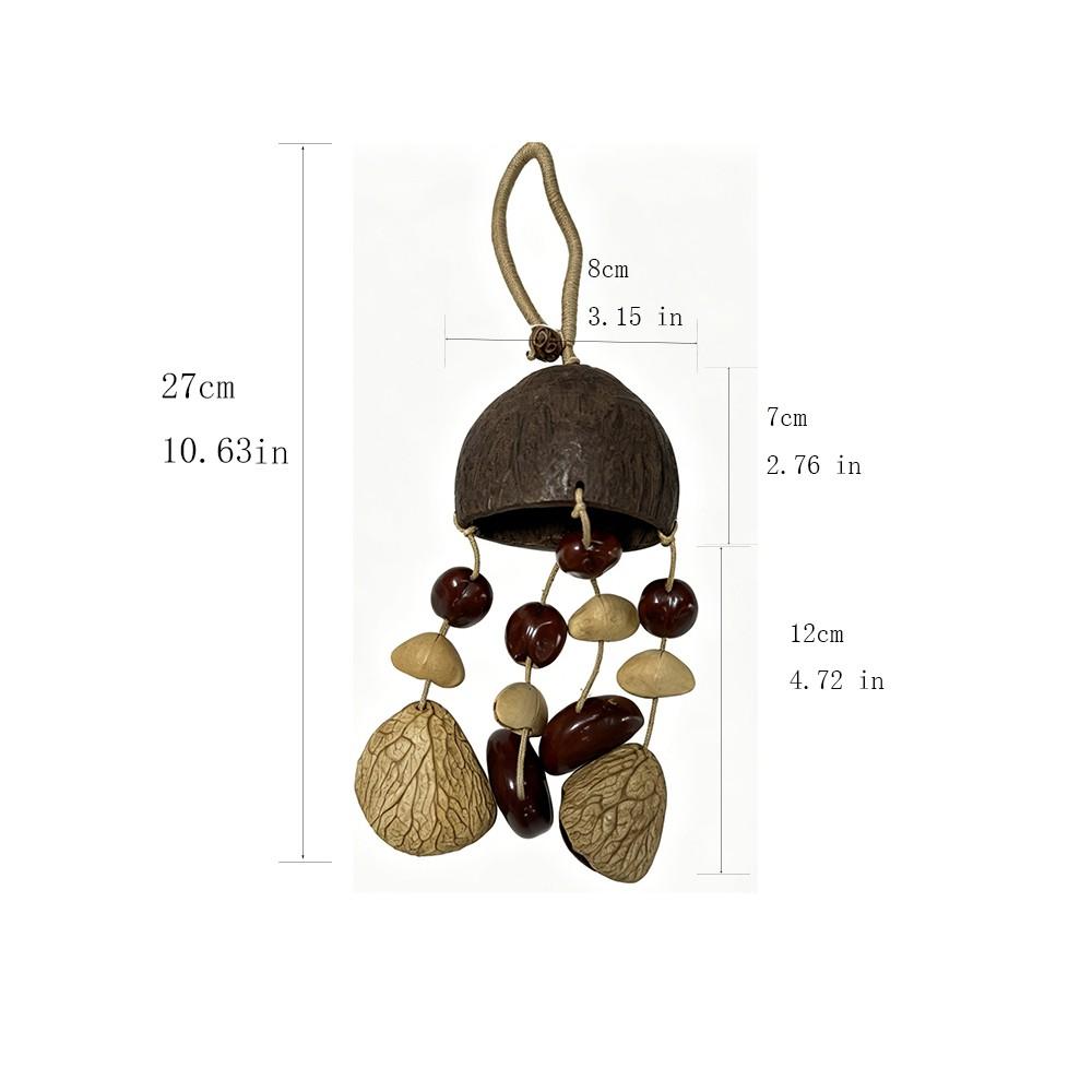 Natural Coconut Shell Seed Wind Chime, Bohemian Handmade Wooden Hanging Decor, Vintage Garden Patio Decoration, Sound Healing Bell