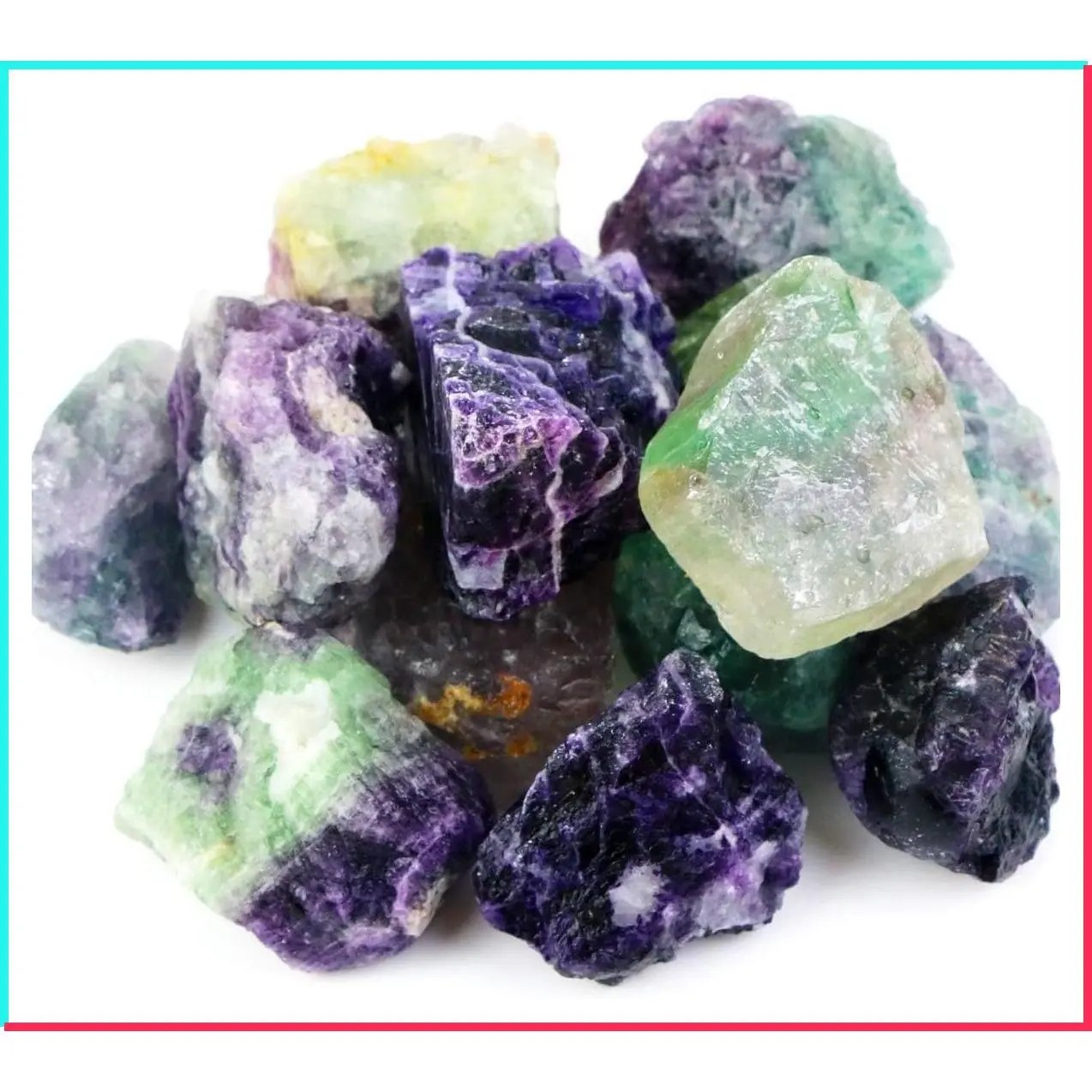 2lb Rough Rainbow Fluorite Crystal Rocks for Tumbling Cabbing