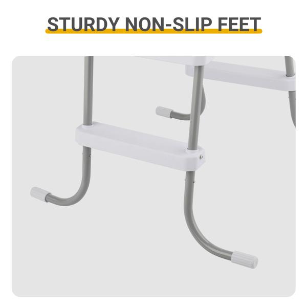 4-Step 52in Above Ground Pool Ladder - 300LB Capacity, Iron Grey Frame & White Steps, Fits Pools up to 52in