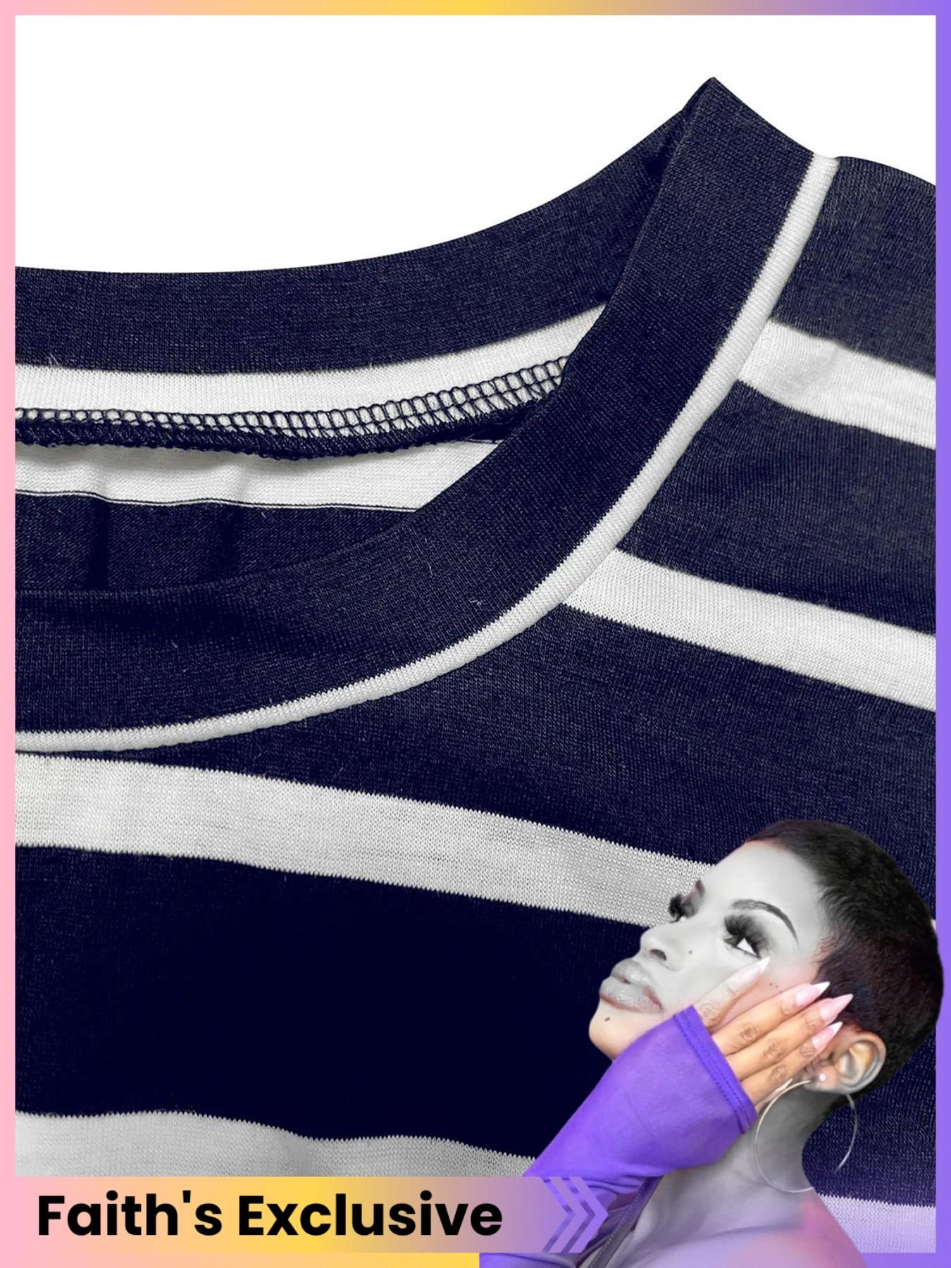 Women's Striped Print Knot Bodycon Dress, Summer Outfits 2024, Elegant Drop Shoulder Short Sleeve Long Dress for Summer, Sundress Maxi Dress, Frenchy Style Ladies Clothes for Beach Holiday