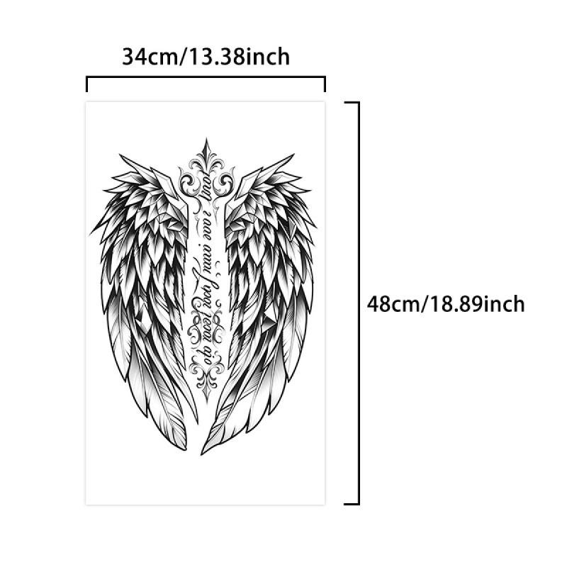 Full back waterproof temporary tattoo sticker magic tattoo lasting 7-15 days Holy Sword Angel Wings Herbal Juice semi permanent tattoo classical large pattern simulation tattoo