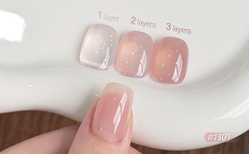 GAOY Jelly Nude Gel Nail Polish Set, 6 Transparent Colors Sheer Soak Off UV Light Cure Gel Polish Kit for Salon and Nail Art DIY at Home